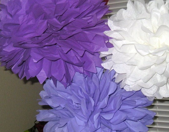 Tissue Paper Pom Poms - 10 Tissue Poms - Your Color Choice- SALE