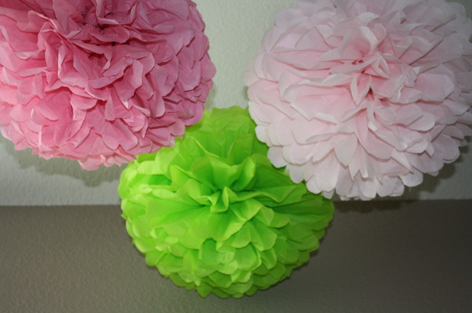 10 Tissue Pom Poms - Your Color Choice- SALE - Yellow and Gray Party Decorations
