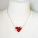 Mother's day Necklace crochet red heart and gold arrow.. Wedding necklace