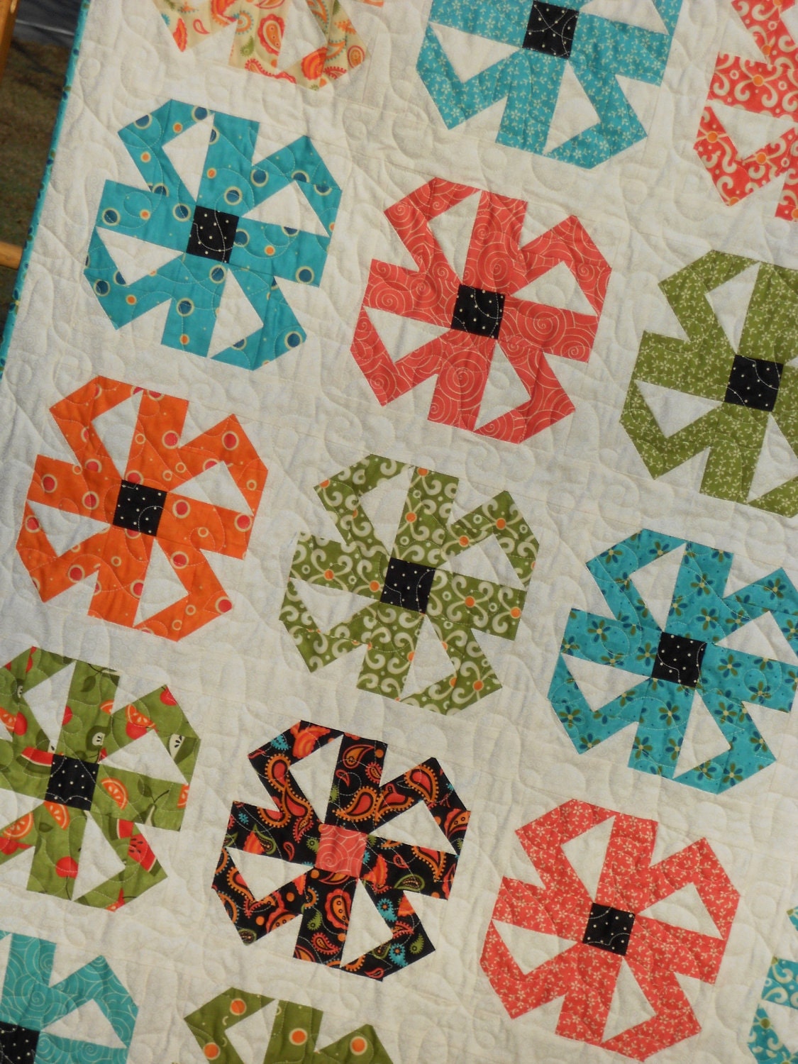 25% Off Coupon Code - Quilt Pattern PDF INSTANT DOWNLOAD - Layer Cake Friendly - Baby to Queen / King size - Spin Blossoms