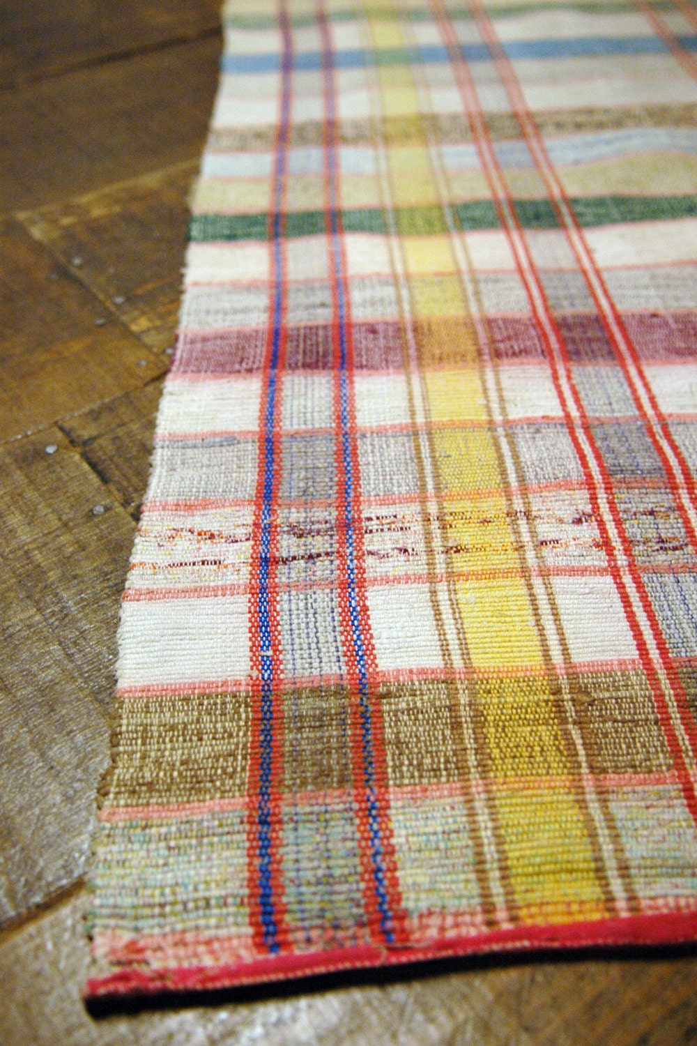 Vintage Rag Rug // Scandinavian Floor Runner // 7.5 feet
