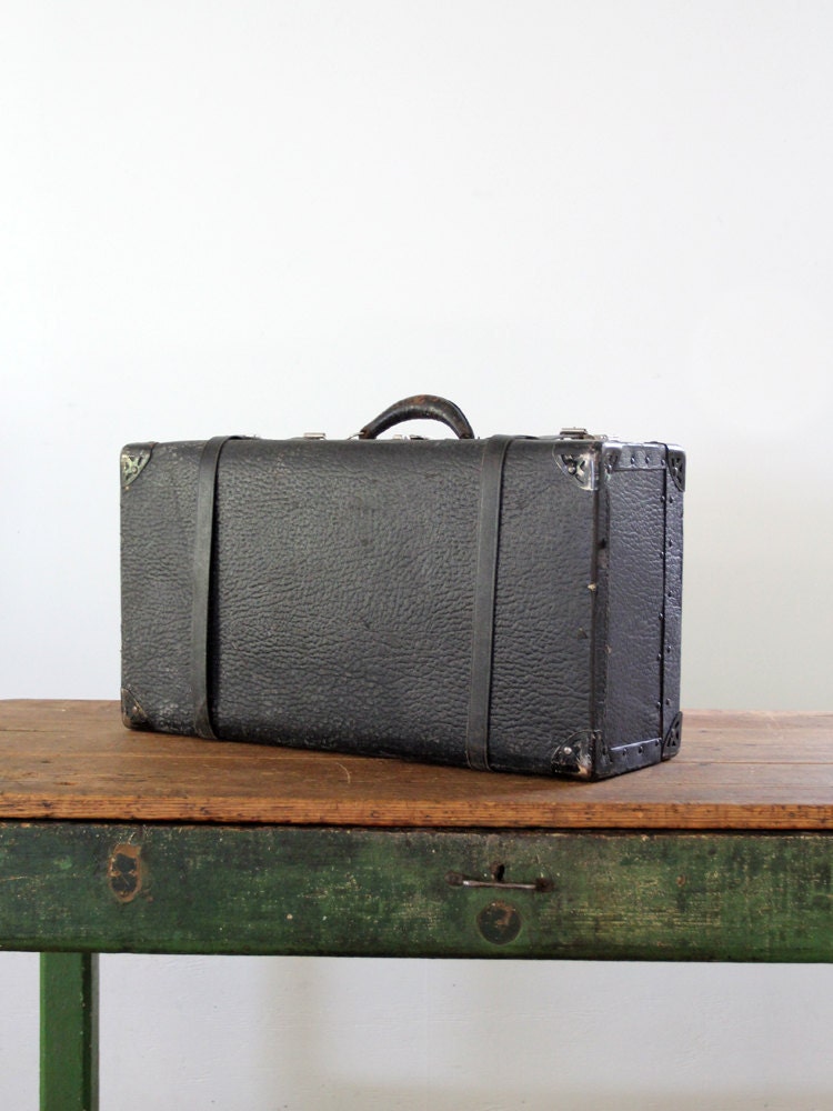 Black Leather Luggage // Antique Leather Suitcase