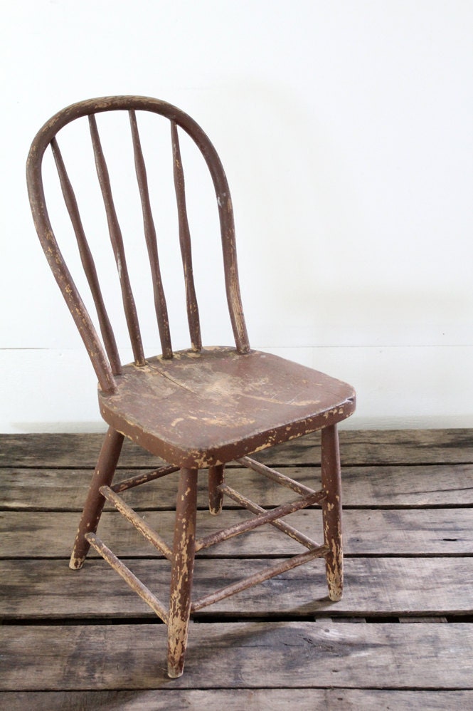 Antique Wood Spindle Chair // Painted Wood Chair