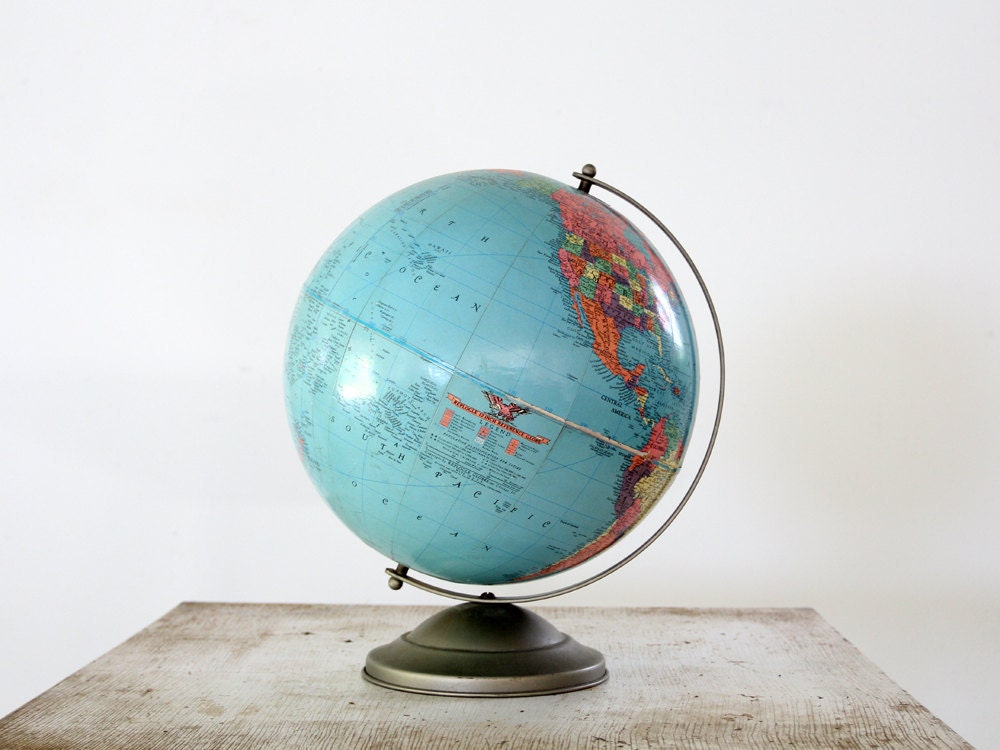 Mid Century World Globe // 1950s Repogle World Globe