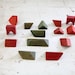 Vintage Toy Blocks // Red & Green // 1950s Wood Blocks