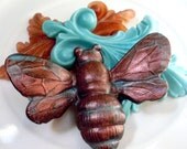 SOAP, Bumble Bee and Fleur De Lis, The Copper and Patina Collection, Scented in Satsuma, Handmade, Vegetable Based