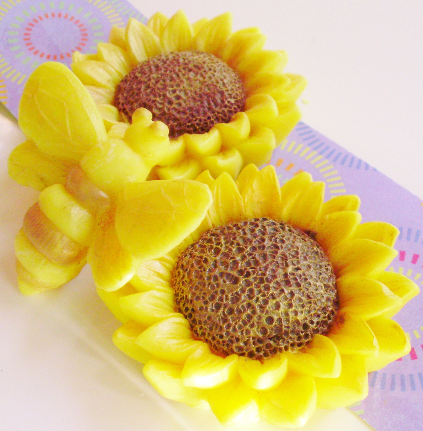SOAP, Summer Sunflowers with Bumble Bee, Scented Heavenly Honeysuckle, Vegetable Based, Handmade