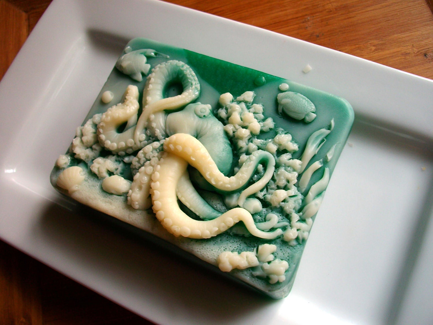 SOAP, Octopus, Garden Soap, Emerald Green, Scented in Sea Breeze, Moisturizing, Vegetable Based