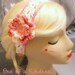 Lacy Pink & White Cotton Crochet Headband with Crochet Flower, pink elastic back