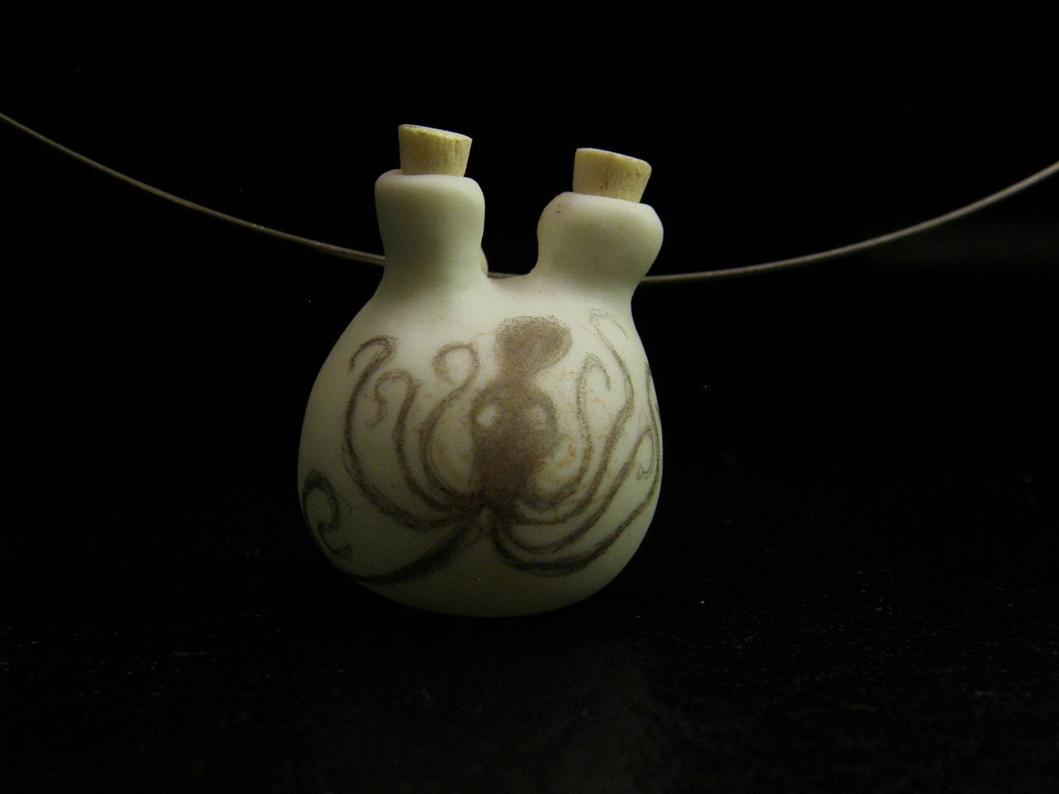 Tiny Octopus for two Bottle Necklace