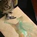 Pegasus Horse, Textile Postcard, Fiber Art, neutral tan, gift idea, home decor