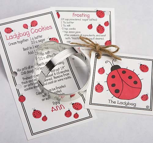 Ladybug Cookie Cutter with Ribbon Recipe Card - Made in the USA