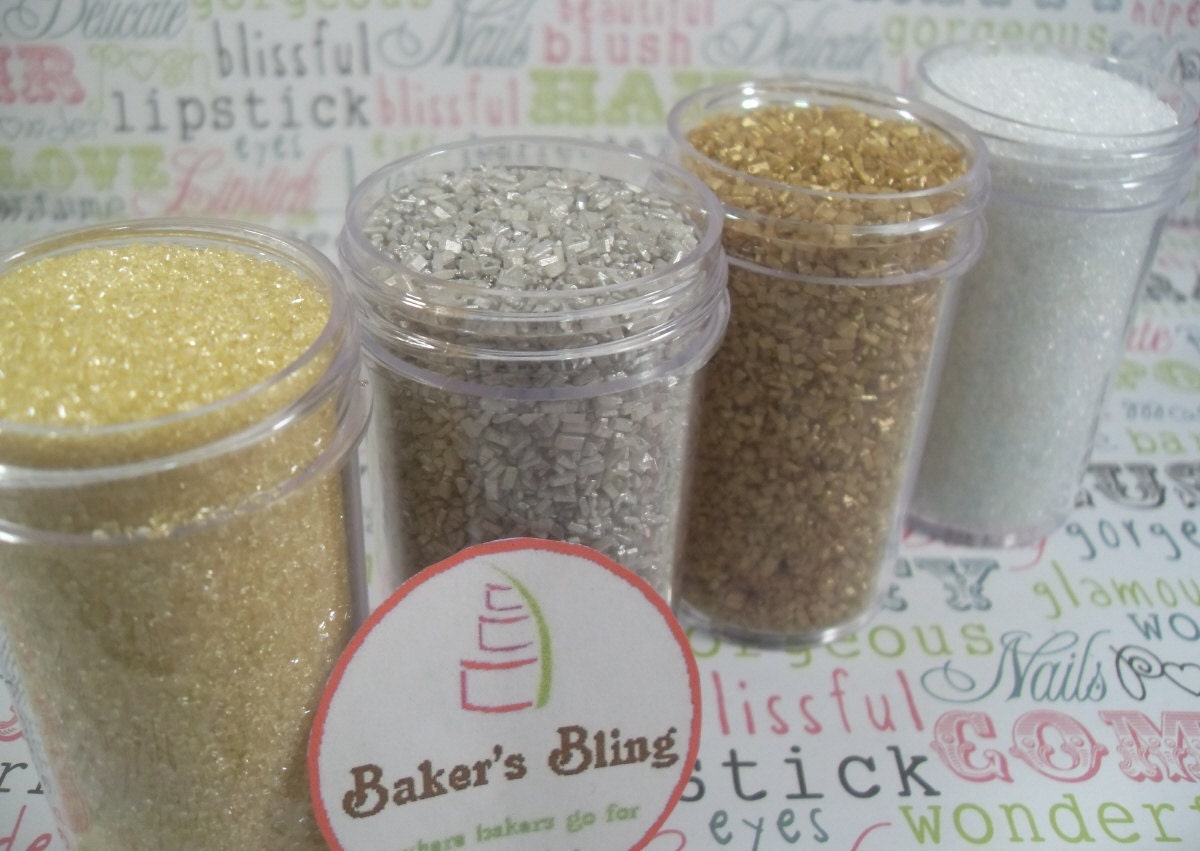 Gold and Silver Sugar Kit for Cakes, Cookies and Cupcakes (8 oz. total)