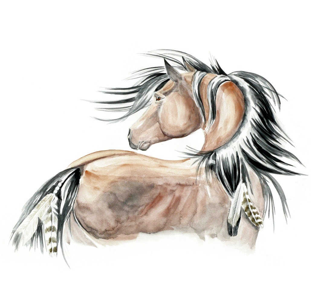 Original Watercolor Painting 20x27,5 Realistic Horse painting - Large Painting