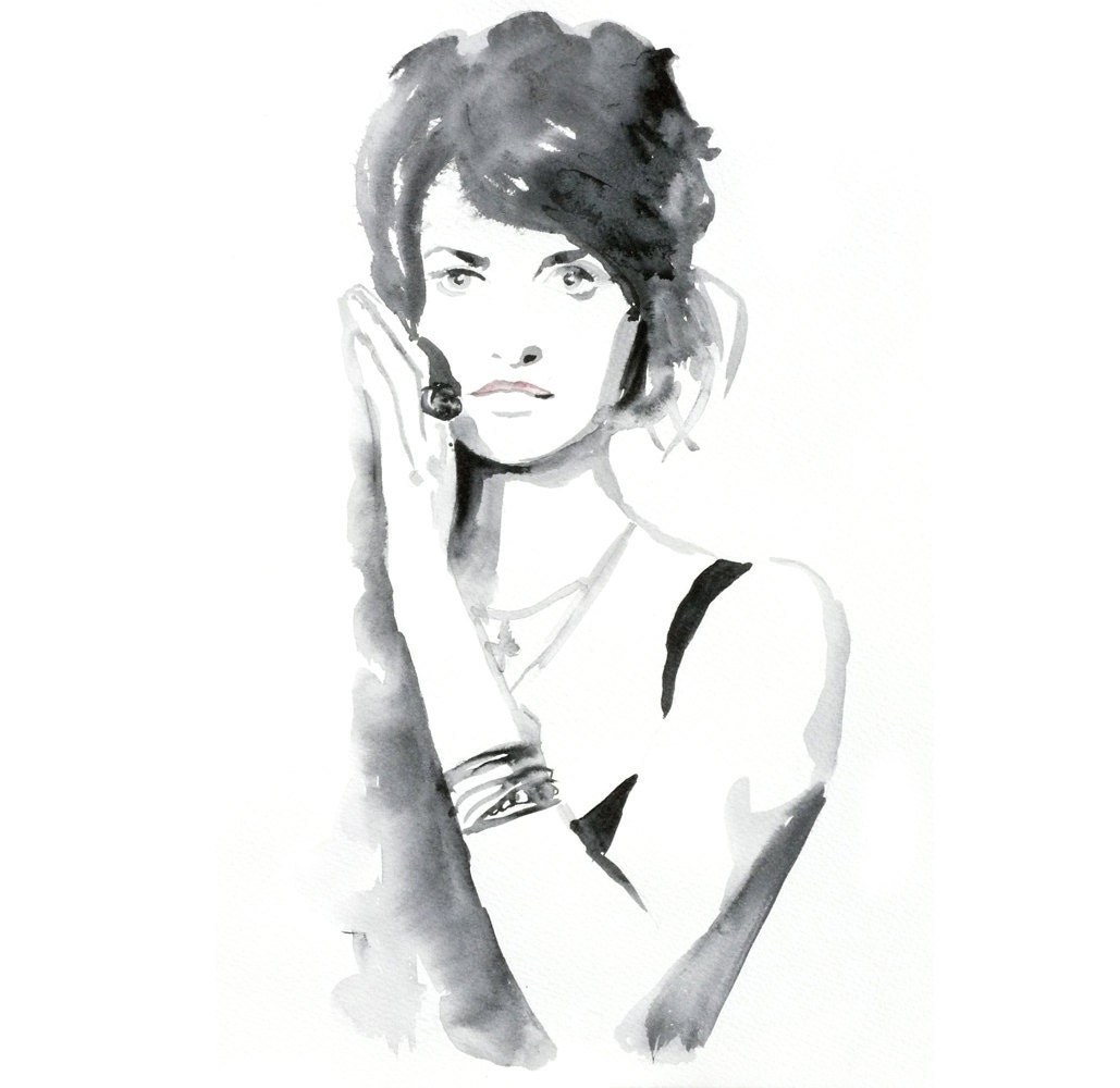 Original Watercolor Painting 13x19 artwork woman fashion illustration home wall decor wall art contemporary modern love fine art portrait