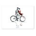 Love autumn rain bicycle kiss Original Watercolor Painting 13x19 contemporary modern wall art illustration abstract home wall decor