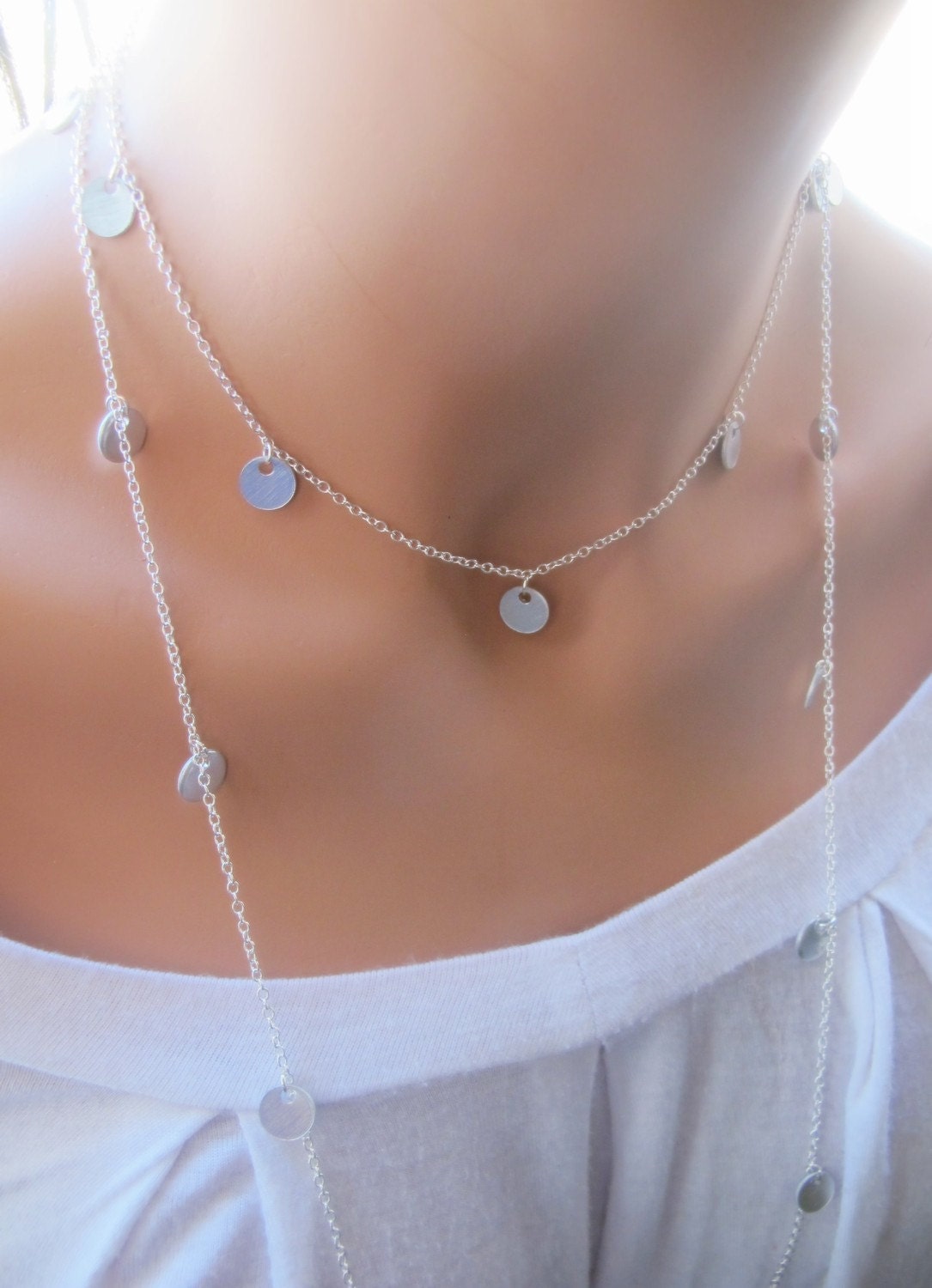 Cougar Town Long 54 Inch Wrap Around Jules Cobb Courtney Cox Necklace SILVER