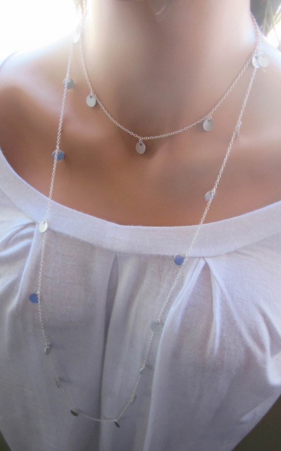 Cougar Town Long 54 Inch Wrap Around Jules Cobb Courtney Cox Necklace SILVER