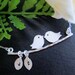 Kissing Love Birds necklace. Personalized. Initials on the Leaf. Couple. Two Love Birds. Anniversary. Marriage. Gift.