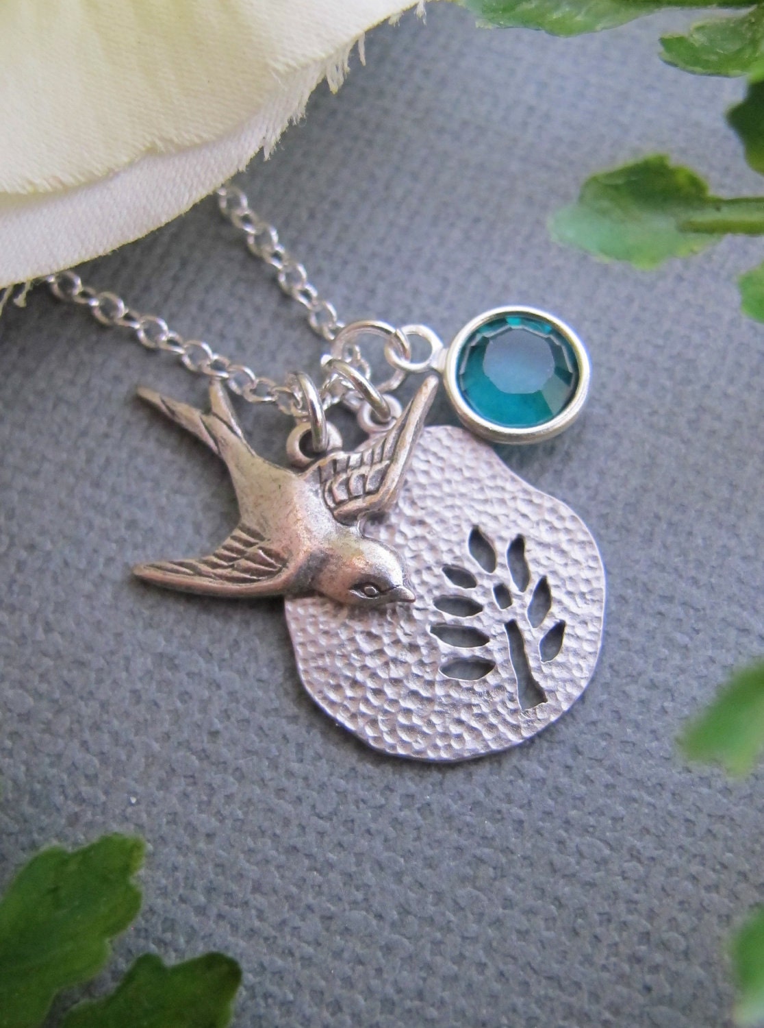 BIRTHSTONE Tree necklace in STERLING SILVER. Up to 4 birthstones.