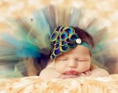 BEST SELLER Premium Peacock Feather Fascinator Headband - Amazing Photo Prop - All Sizes Available - Additional Headbands Colors Available