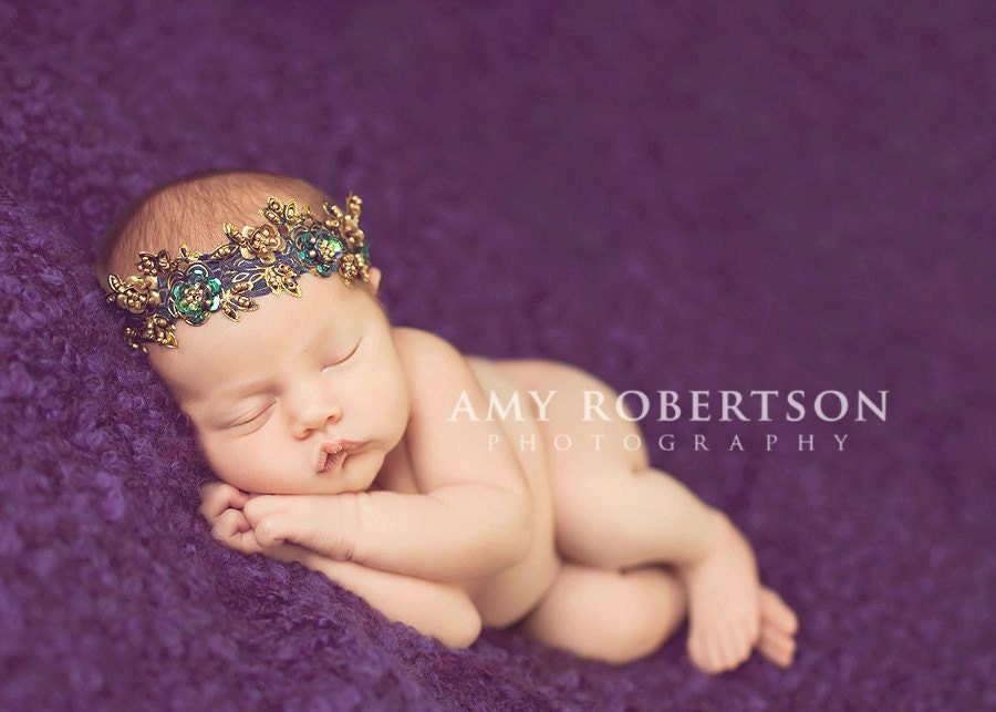 BEDAZZLE Headband - Gorgeous Golden Beaded Headband - Preemie to Adult