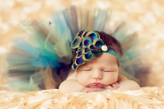 BEST SELLER Premium Peacock Feather Fascinator Headband - Amazing Photo Prop - All Sizes Available - Additional Headbands Colors Available