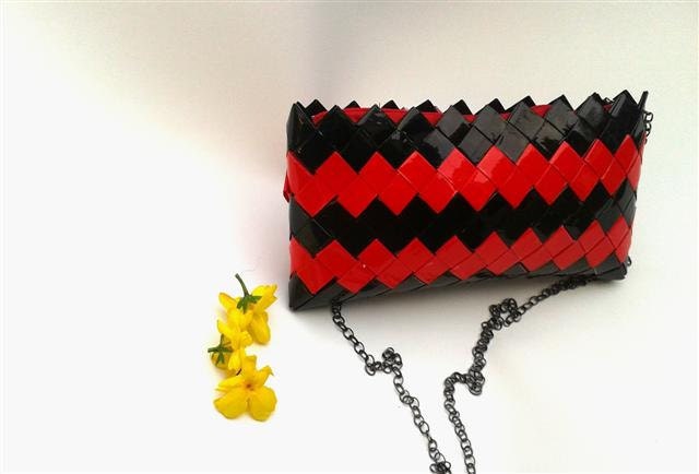 origami, bridesmaid clutch bag and purse,black and red candy wrapper purse