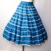 Vintage 1950s RIC RACK Blue Full Skirt By SANDEZE Los Angeles