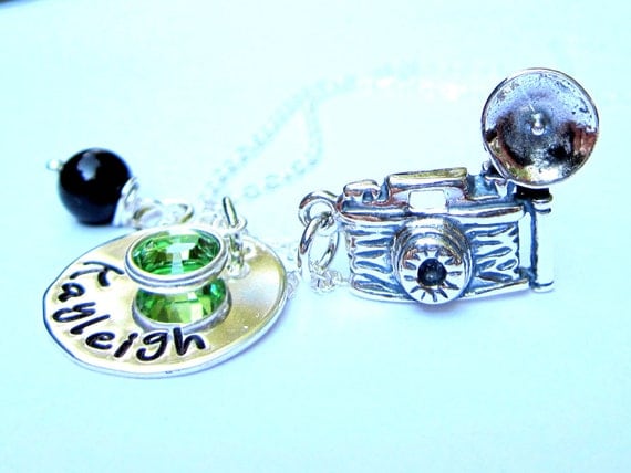 Hand Stamped Jewelry...Hobby/ Camera Charm Sterling Silver Necklace - Capture the Moment