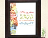 Fresh Fusion Flowers - I'll love you forever - Printable nursery wall art