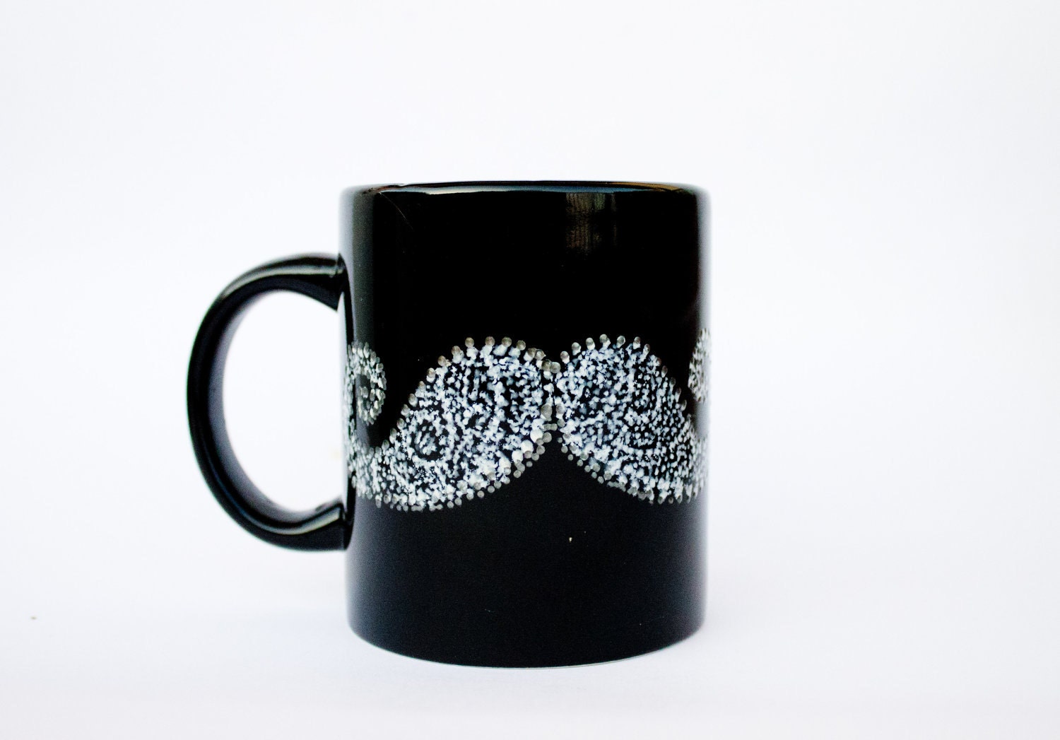Mustache Black Mug hand painted moustache cup - for him