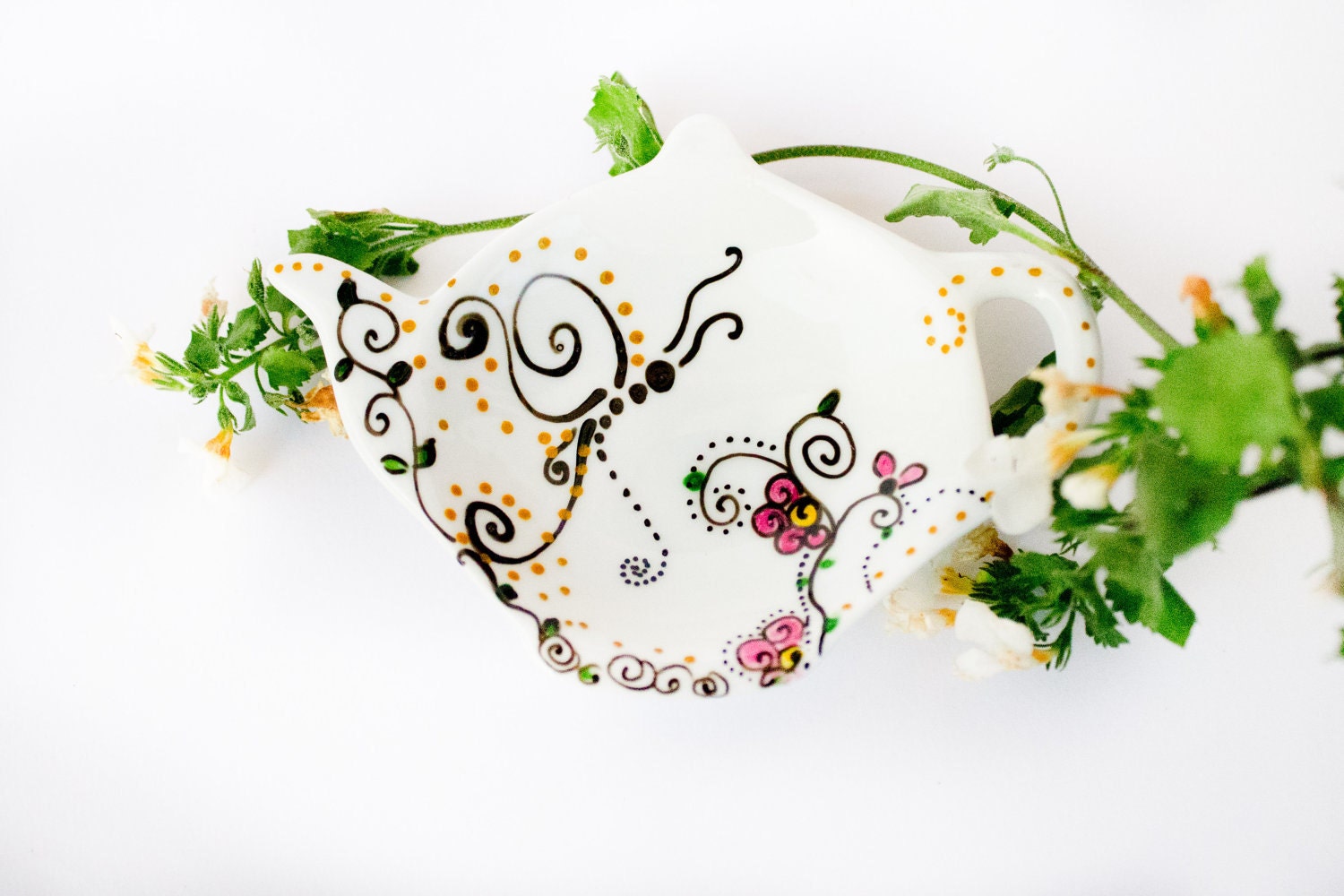 Teapot tea bag holder -  Spring Party