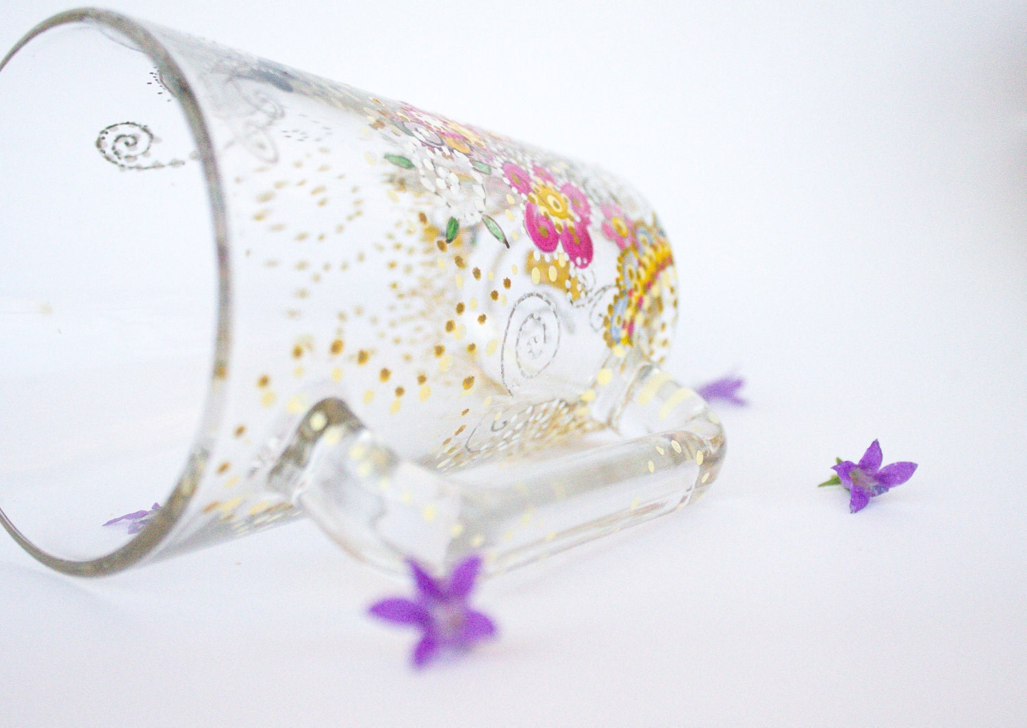 Coffee mug - Glass mug - Butterfly Mug - Mug painted
