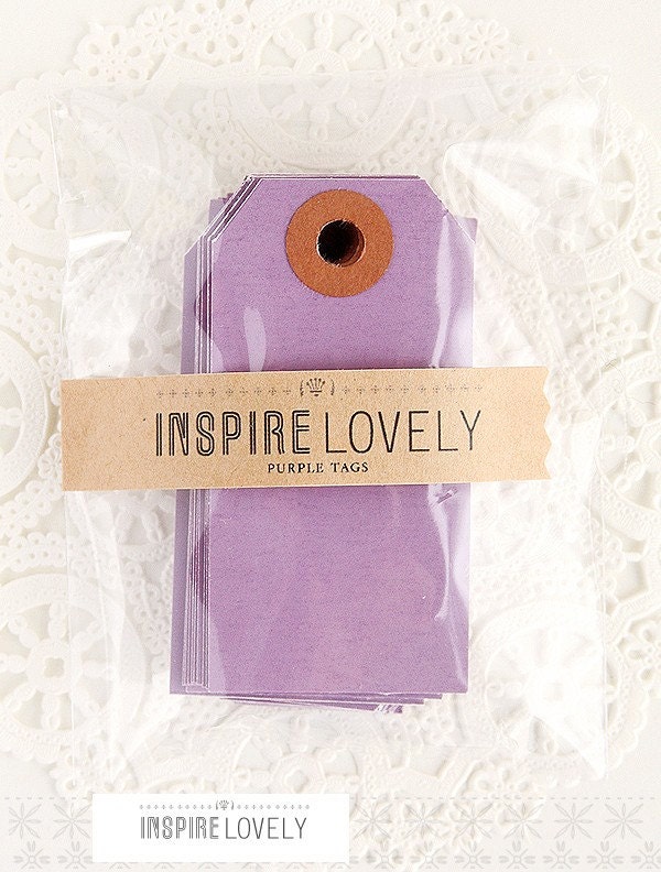 20 Mini Gift Tags - Purple