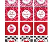 INSTANT DOWNLOAD Valentine Red and Hot Pink Zebra and Leopard Print Cupcake Toppers or Favor Tags DIY Printable Files Il_170x135