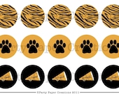 Tiger Team Spirit Sports Theme Bottlecap Digital Images Circle Collage 4x6