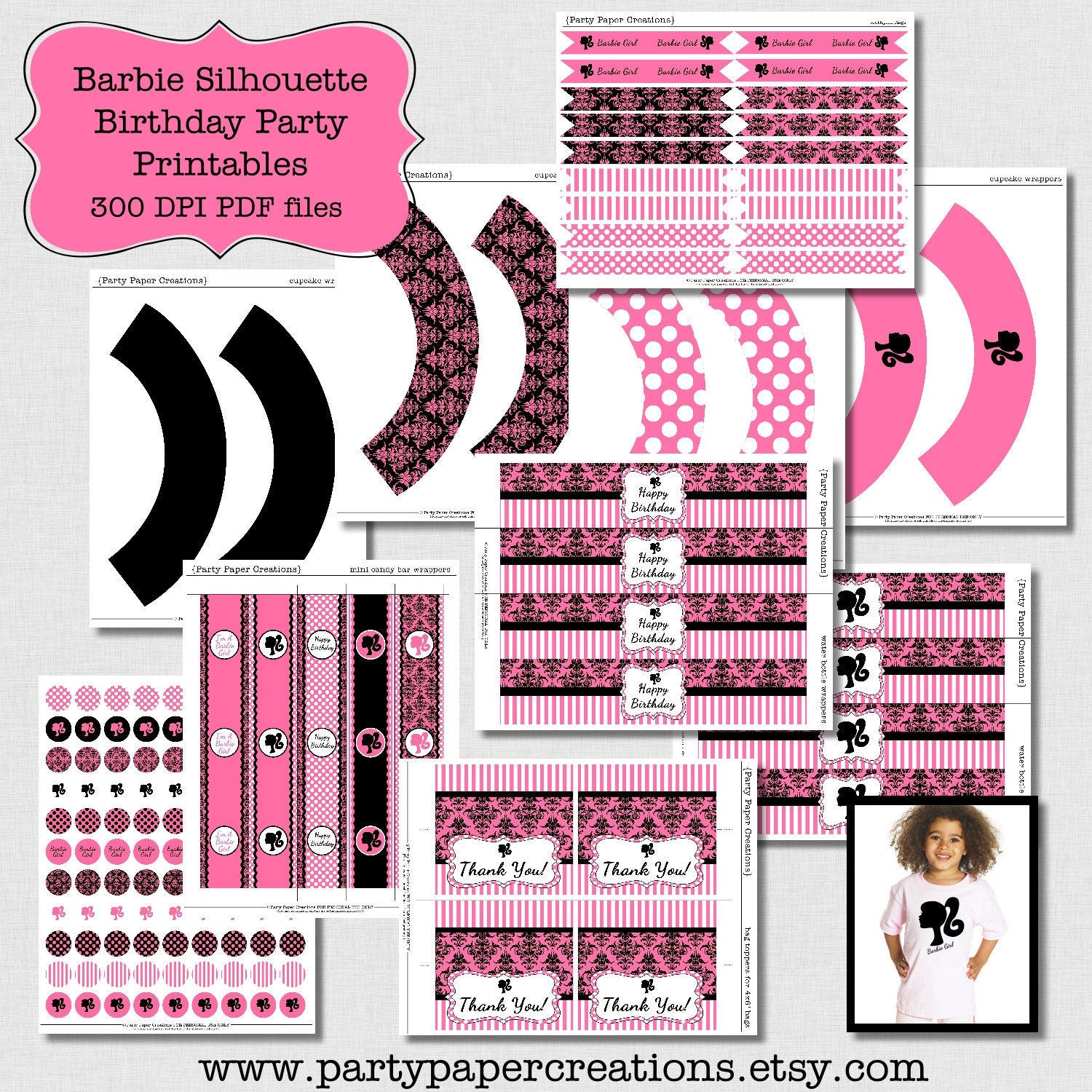 INSTANT DOWNLOAD Barbie Birthday Printable Party - Barbie Silhouette Party Printables Il_170x135