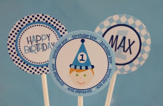 DIY Printable Personalized Birthday Boy Party Decor - Birthday Party Printables - Pick your colors Il_570xn