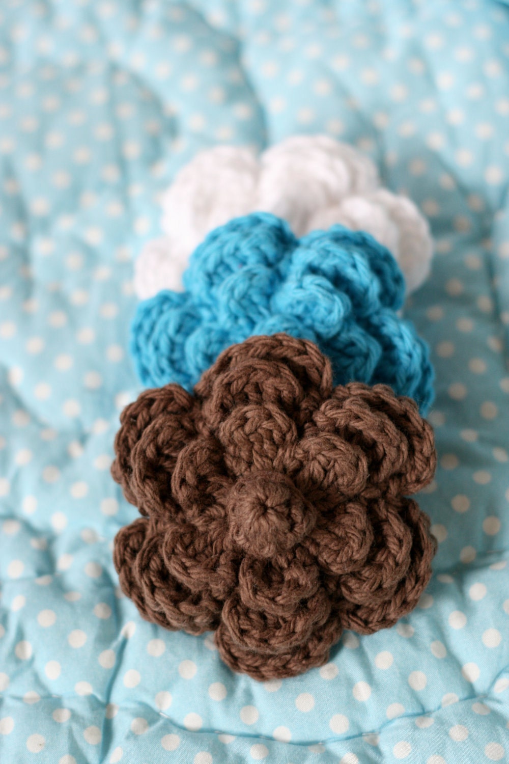 Crochet Flower, Crochet Flower Hair Clip, Flower Hair Clip - Set of 3