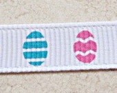 Bright Easter Eggs on white 3/8" grosgrain ribbon- 2 yards Il_170x135