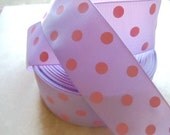 Sale Pink polka dots on Light orchid purple 1.5" grosgrain ribbon- Il_170x135