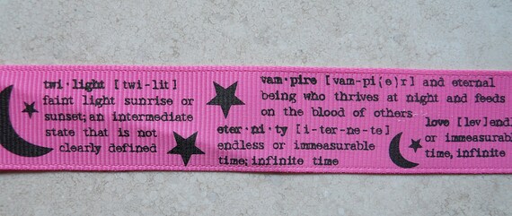 Hot pink Twilight/vampire 7/8 inch grosgrain ribbon Il_570xn