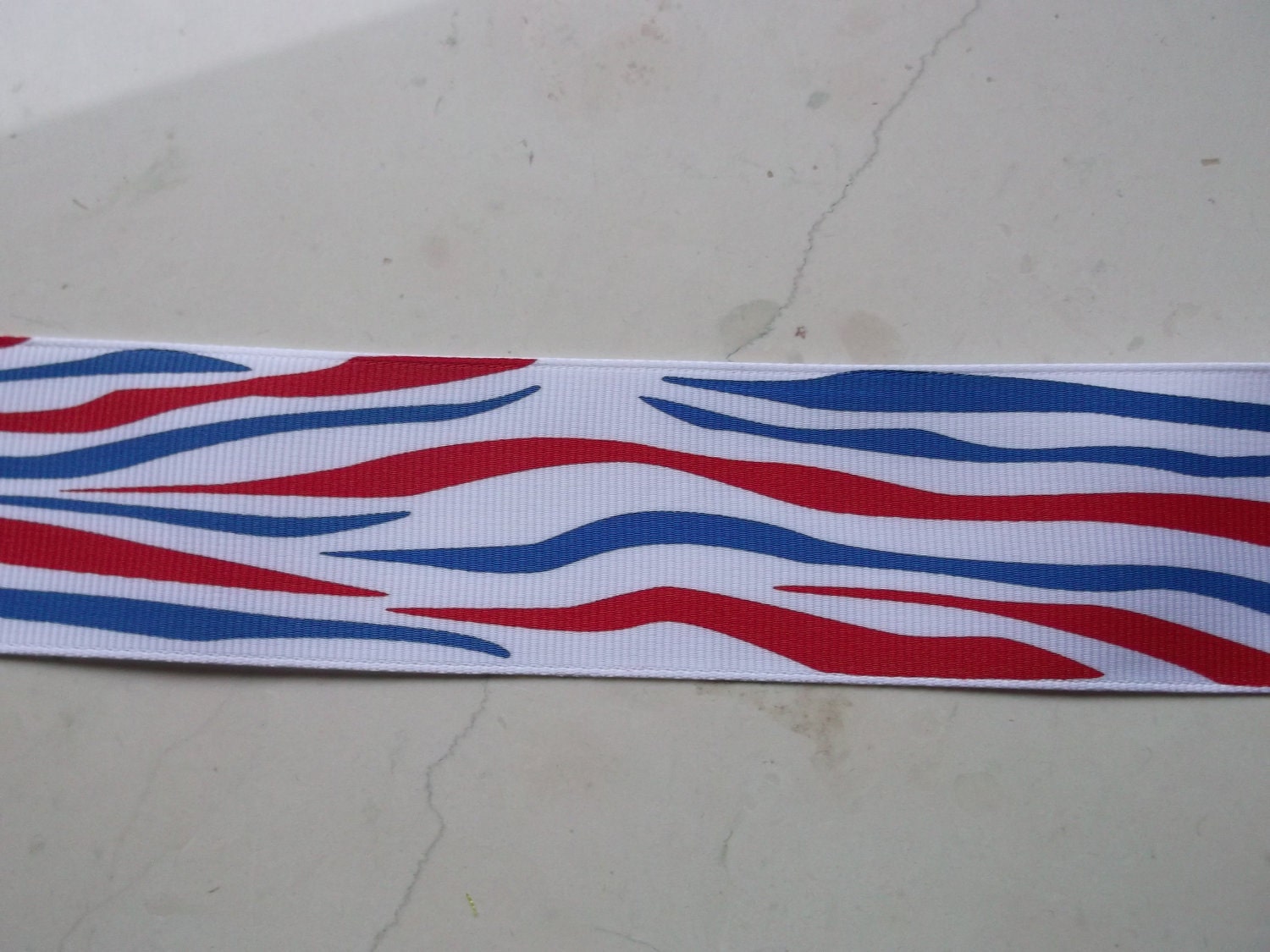 Patriotic Red & blue zebra stripes on white 1 1/2 inch grosgrain ribbon-4th of July Il_570xn