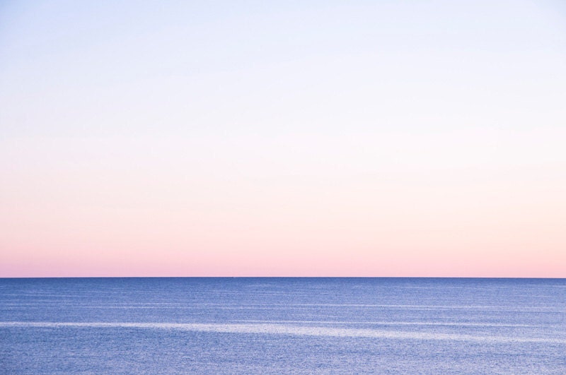 Abstract seascape photograph, ambient blue pink Gulf of Mexico nautical ocean sunset. Serene aqua art gift. 8x10 fine art photo. UK seller