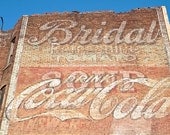 Coca Cola typographic print, hand painted ghost sign photograph, old red brick signage advert home decor. 8x10 fine art photo. UK seller