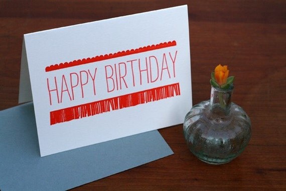 Scallops Happy Birthday Letterpress Printed Card