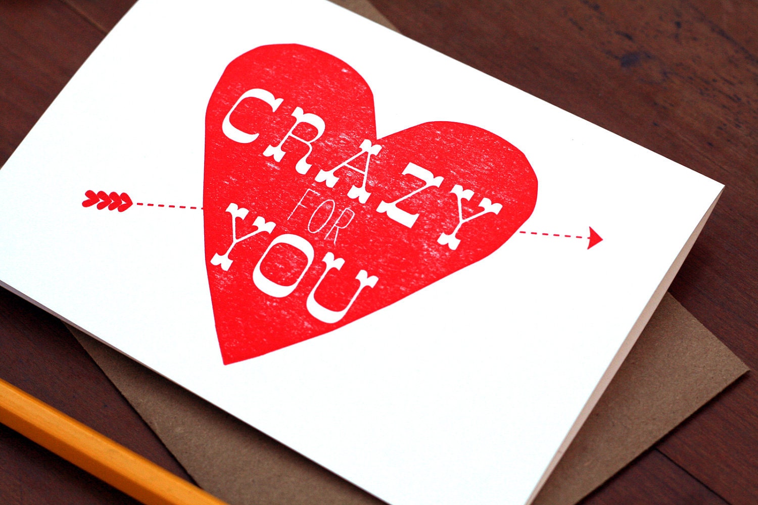 Crazy For You / Letterpress Printed Card