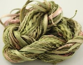 Embroidery floss Thread hand dyed Perle Cotton novelty texture Moss Green lavender pink lilac - NellsEmbroidery