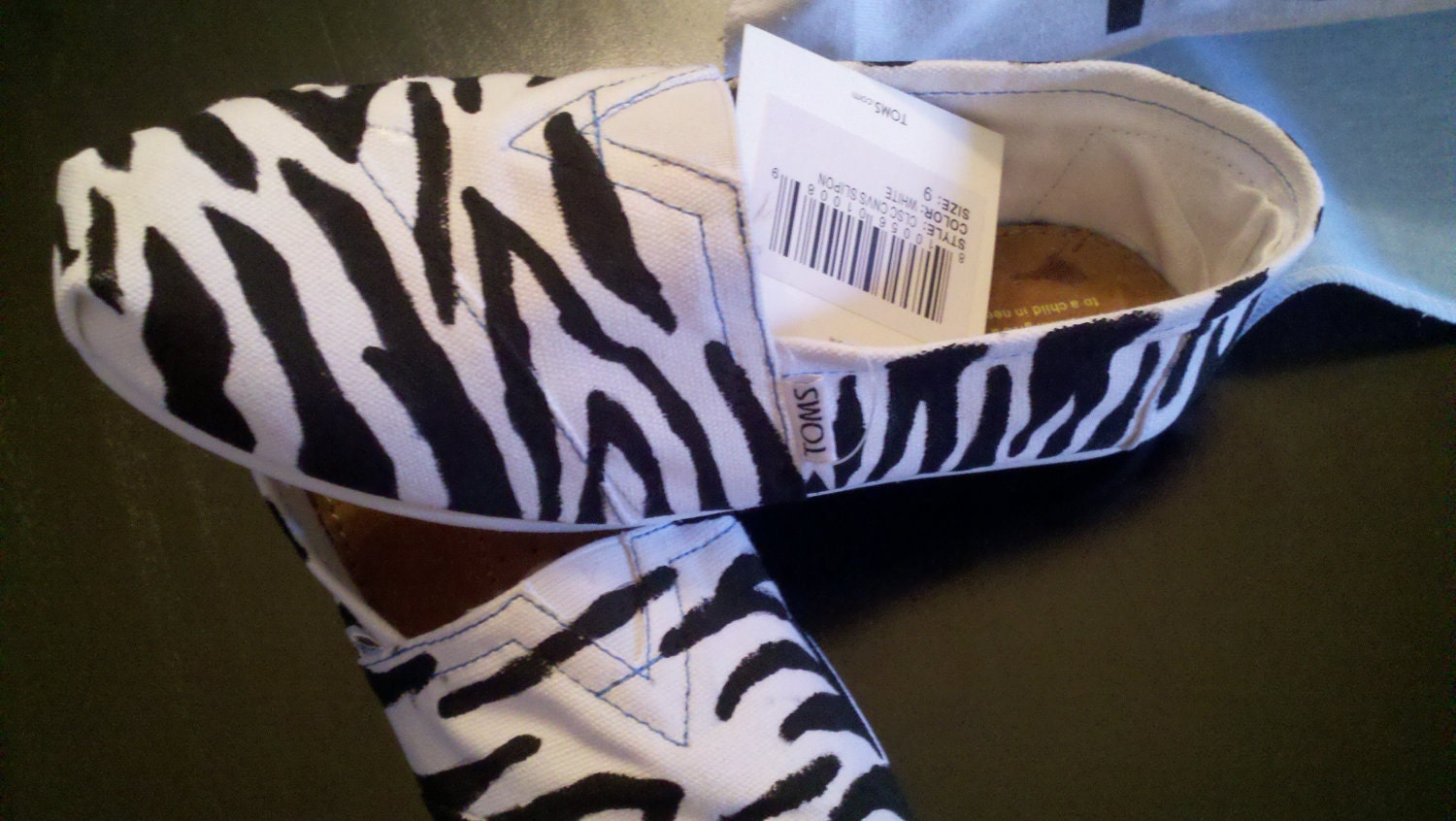 Zebra Print custom made on White TOMS
